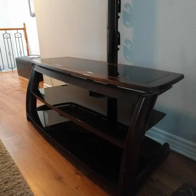 Dark Wood & Glass TV Stand