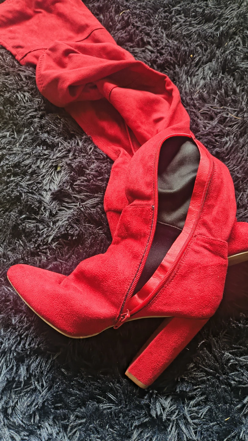 Cherry Red Thigh High Boots S7 - photo 2