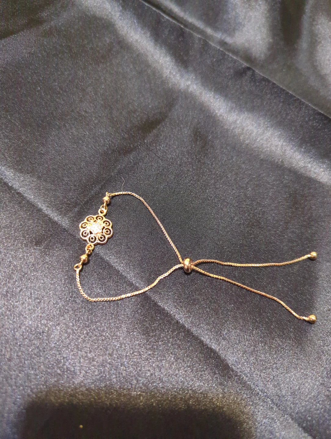 Rose Gold Tone Flower Slider Bracelet