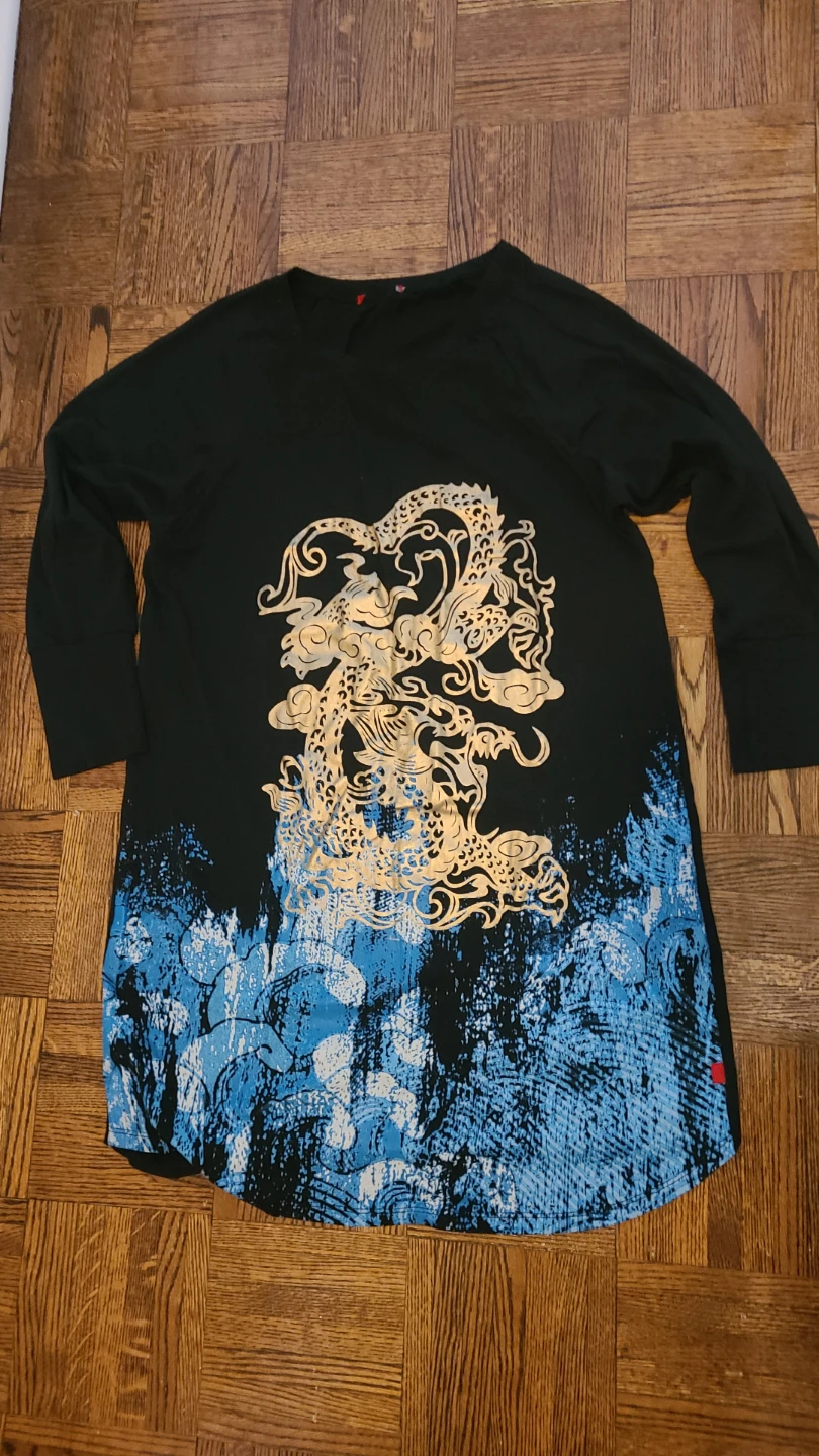 Brand new Black and Blue Dragon Print Tunic