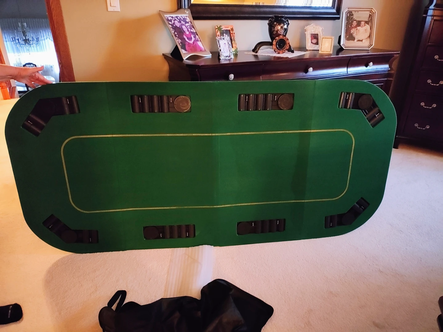 Folding Poker Table – 8 Player Casino Game Table w/Carrying Bag