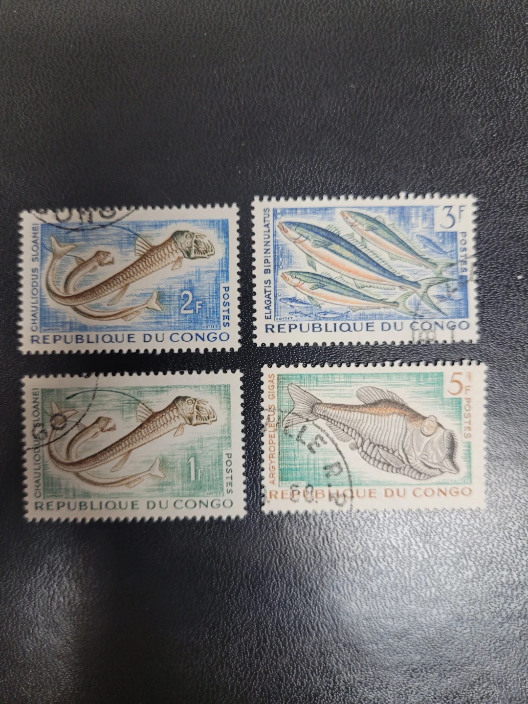 Set of 4 Republic of Congo Fish Postage Stamps