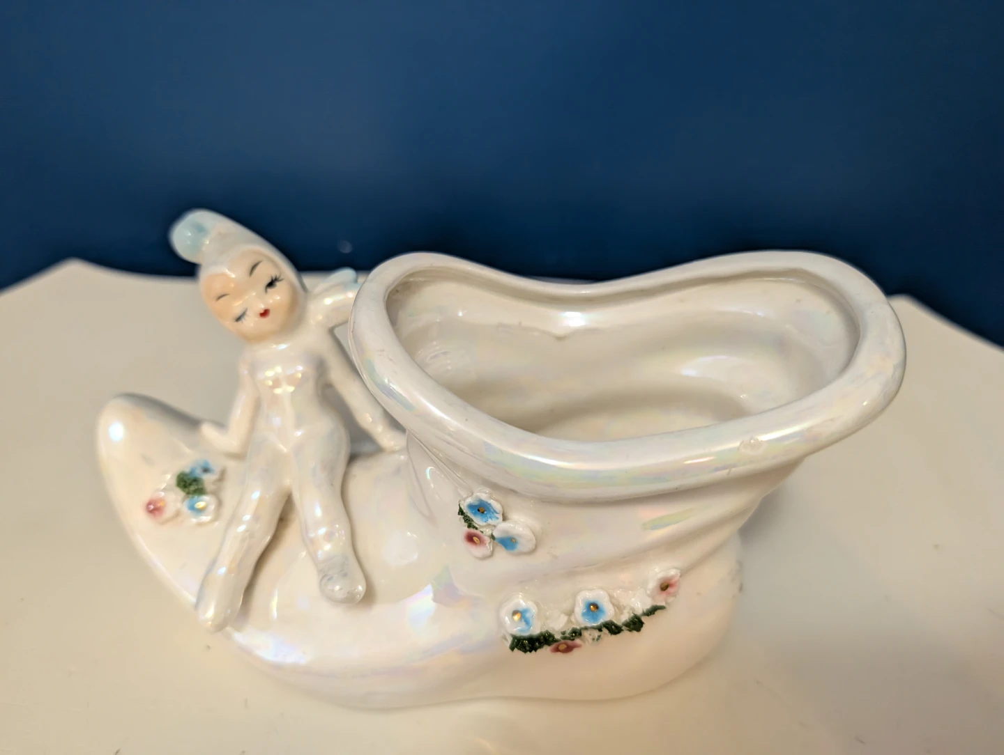 Vintage Iridescent Elf/Pixie Vase for Christmas
