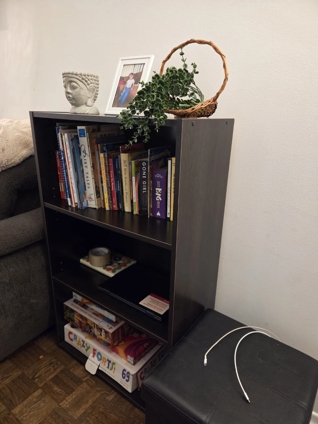 Dark Brown 3-Shelf Bookcase - photo 2
