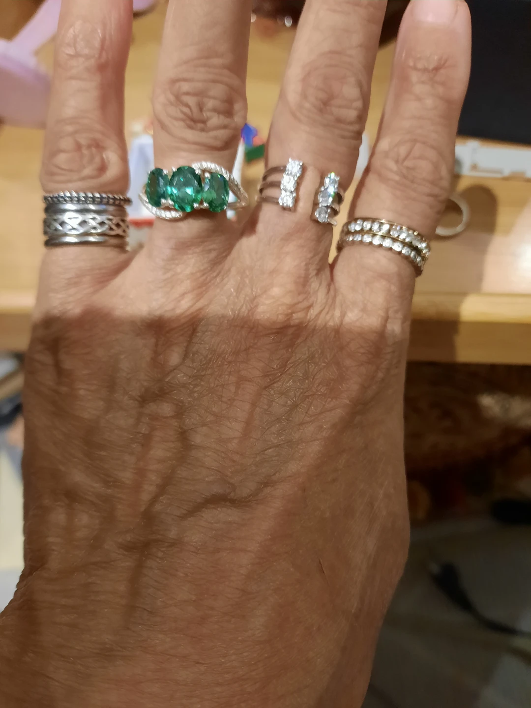 Sterling Silver Trinity Oval Stone Emerald-Style Ring