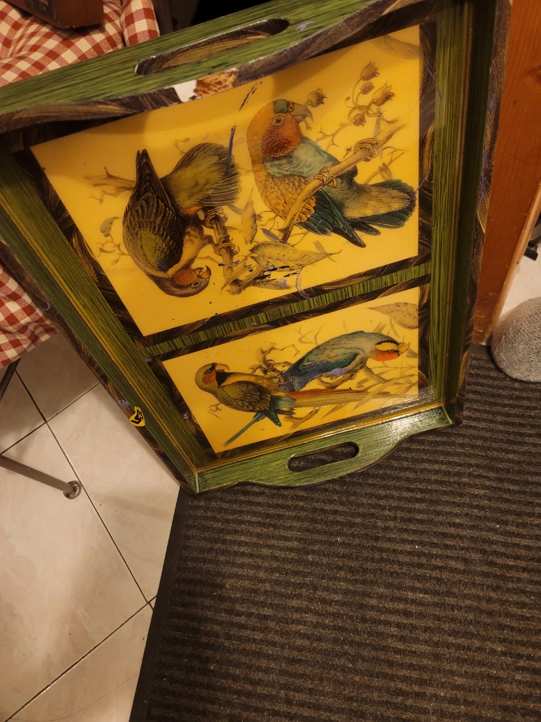 Vintage Parrot Design Decorative Serving Tray