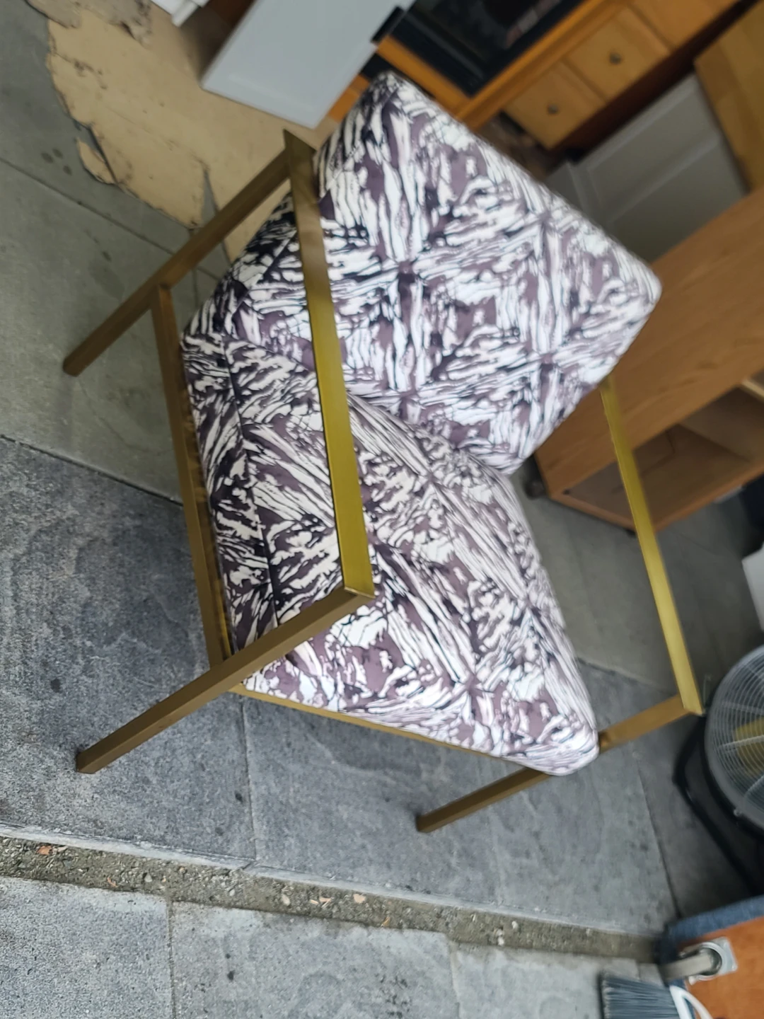 Modern Gold Frame Accent Chair with Patterned Fabric - photo 3