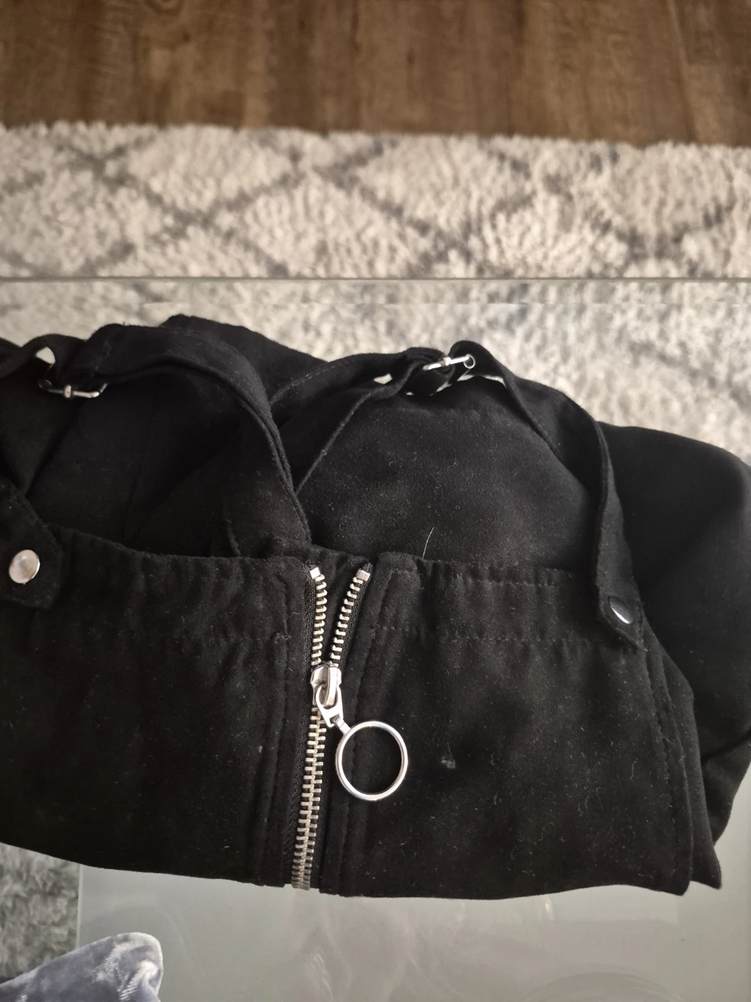 Black denim overall dress - photo 2