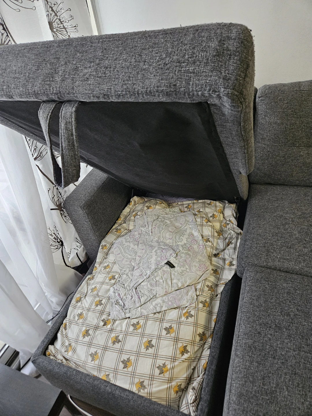 Grey Sectional Sofa with Storage and Pull-out Bed - photo 3