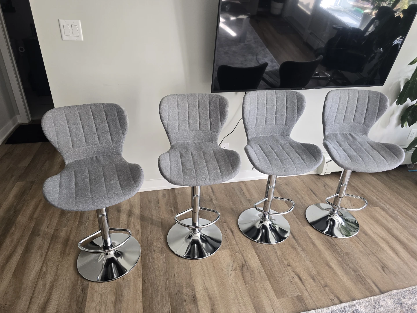 Set of 4 Grey Bar Stools