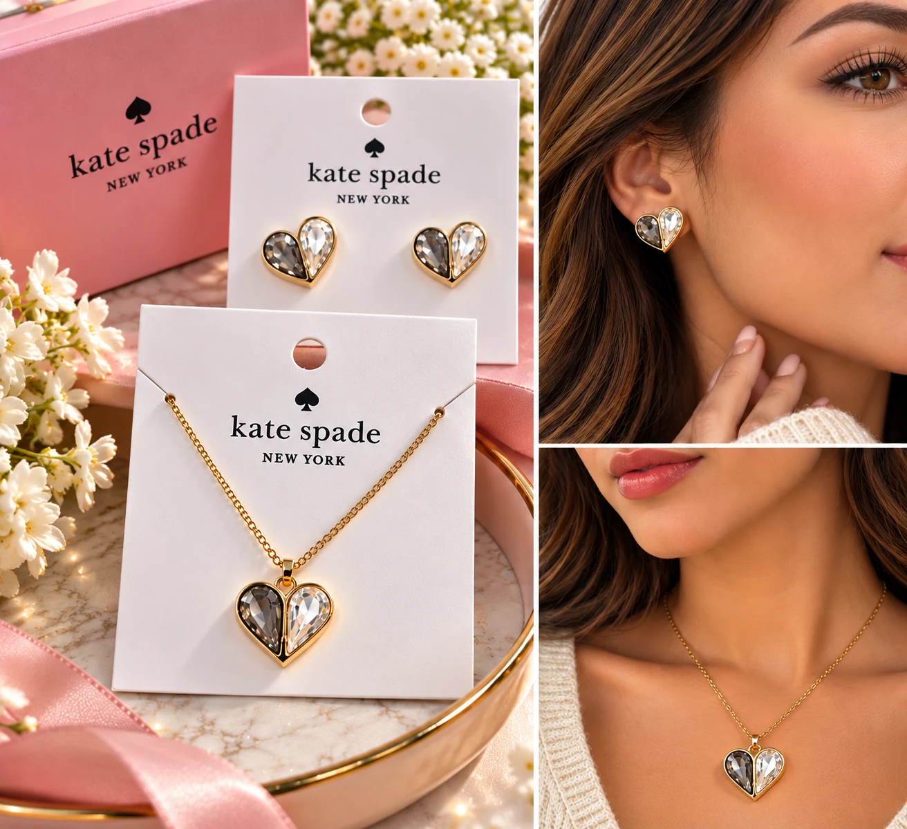 Kate Spade New York Heart Pendant Necklace and Earring Set