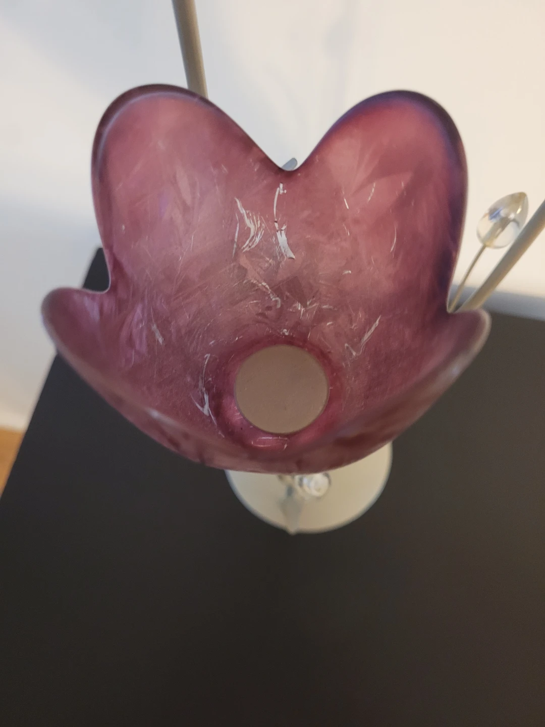 Purple glass flower tea light holder - photo 3
