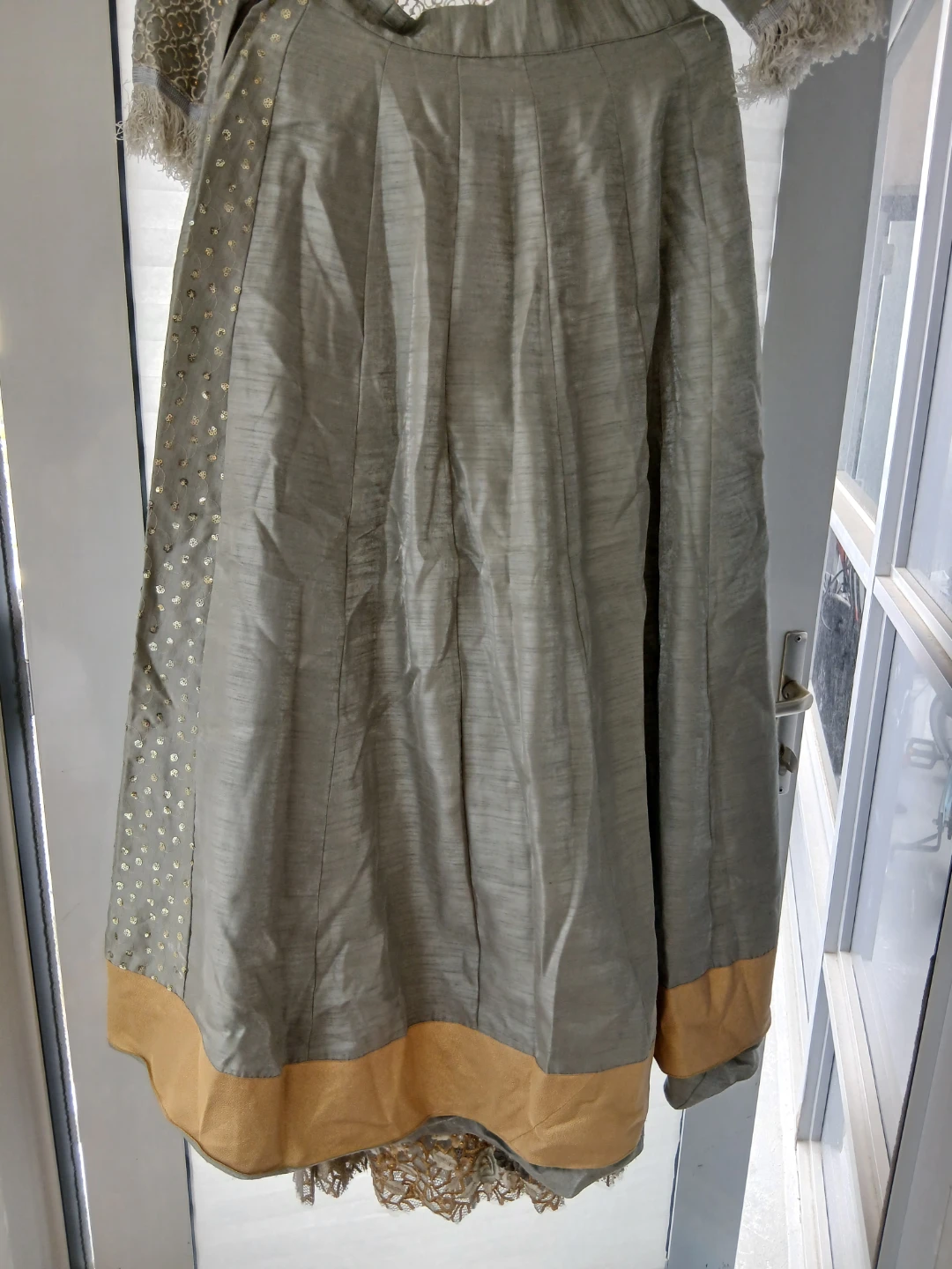 Sage green 5-pc Embroidered Net Anarkali Suit - photo 5