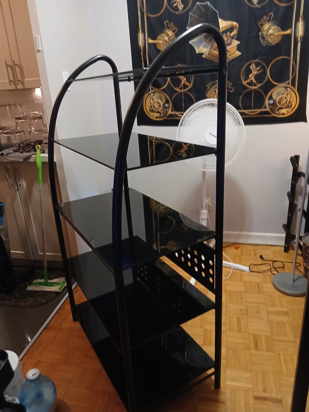 Modern black metal and glass shelf - photo 3