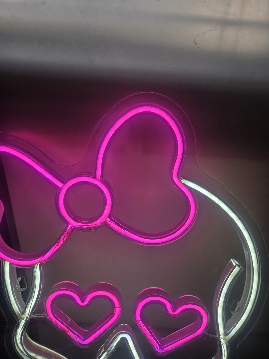 Skull Neon Wall Light with Pink Bow - photo 3