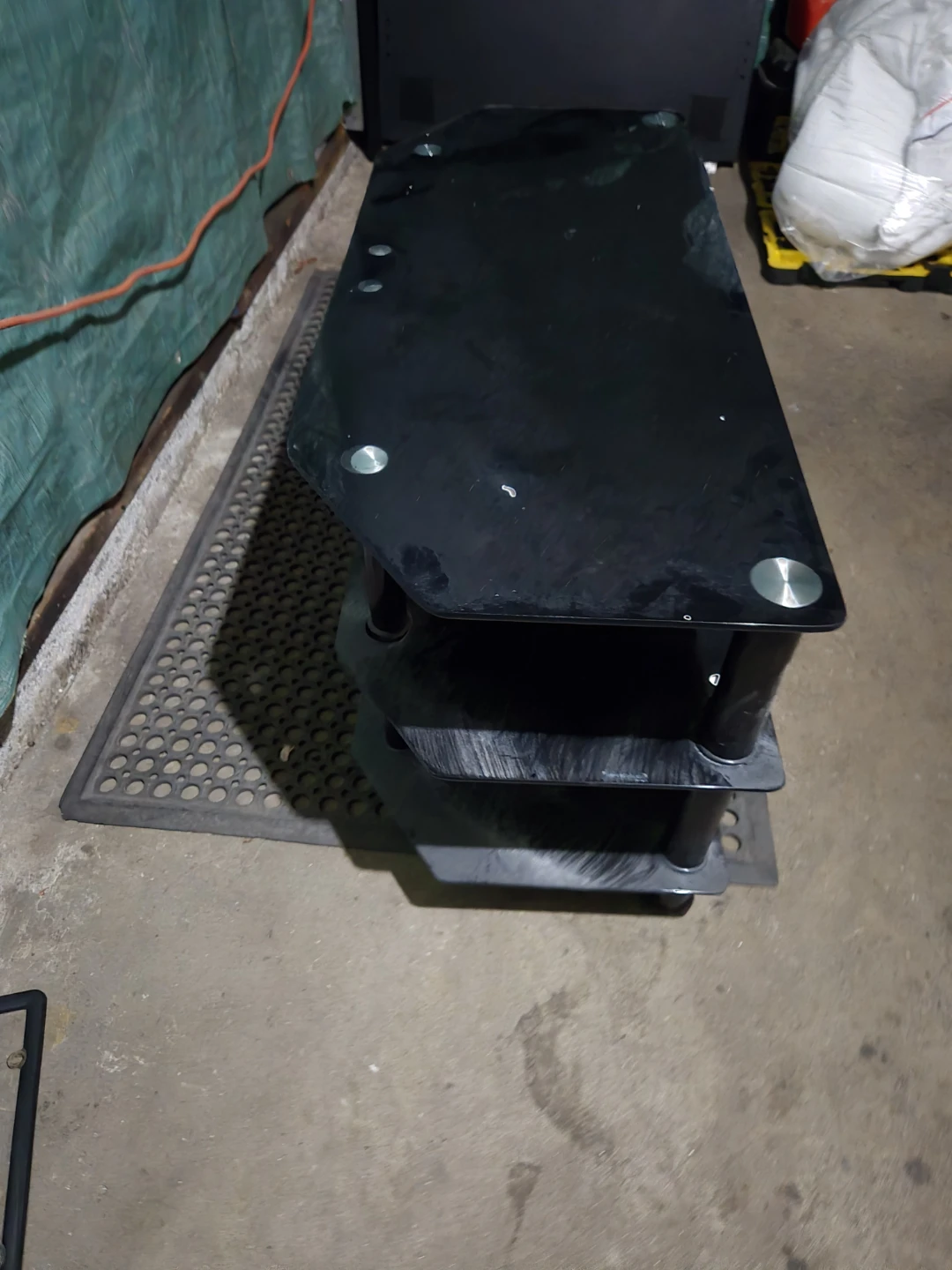 Black Tempered Glass TV Stand - photo 3