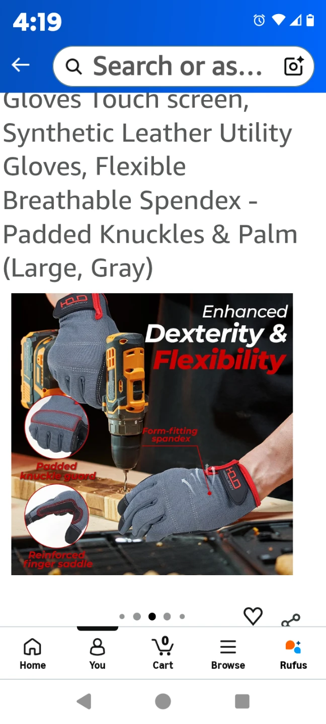 Handlandy Mens Utility Work Gloves, Large, Gray - photo 3