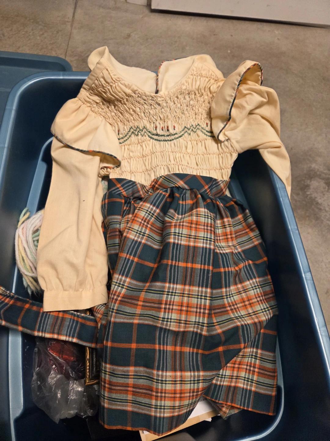 Vintage Plaid Smocked Dress