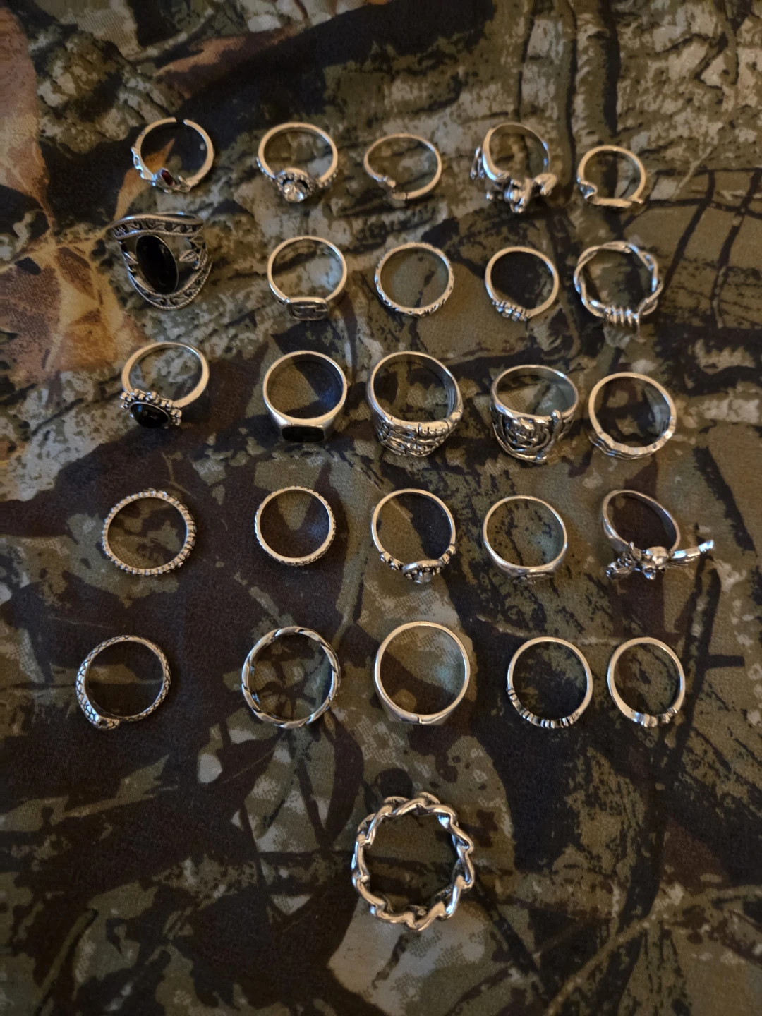 26-Piece Vintage Silver Goth Ring Set