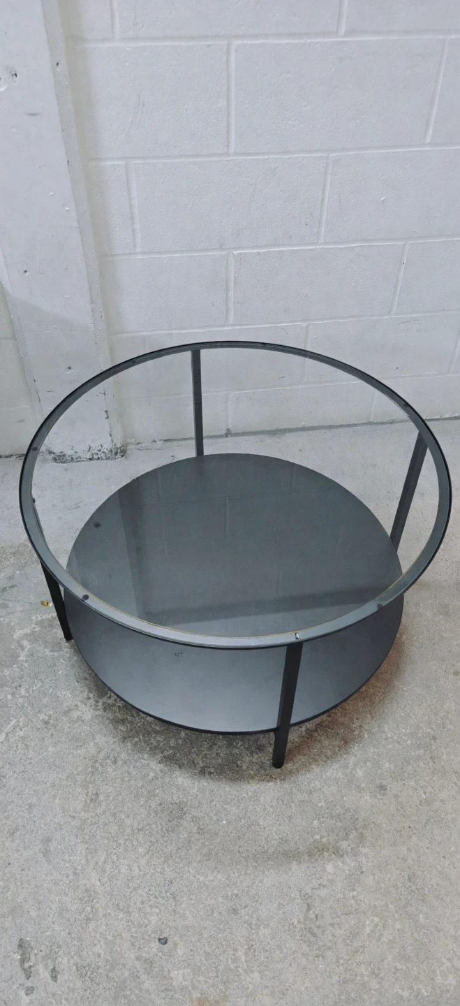 Round Glass and Metal Coffee Table