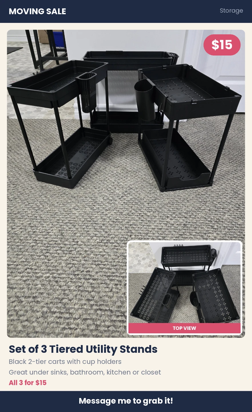 Set of 3 Tiered Utility Stands