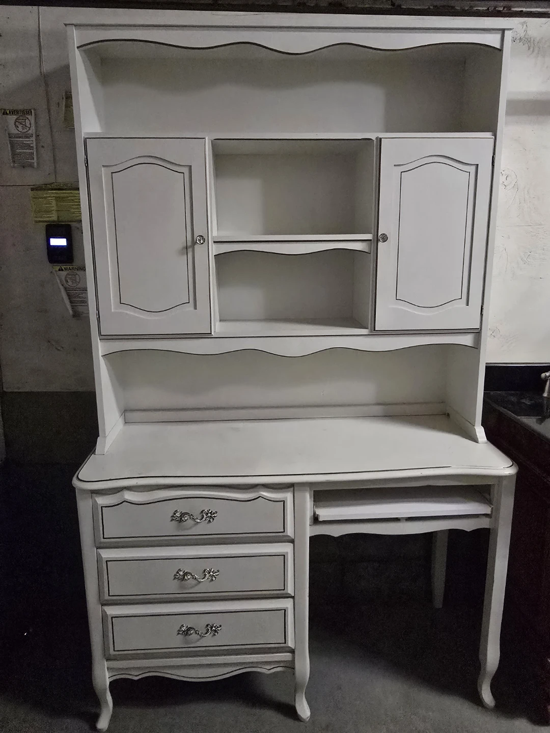 White Hutch Desk with Drawers