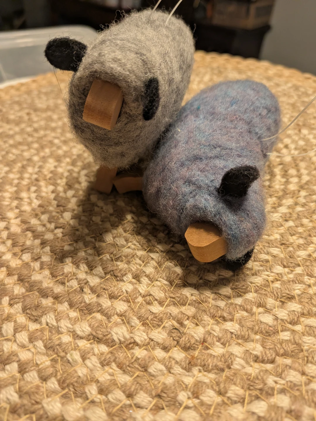 Two Felted Sheep Ornaments