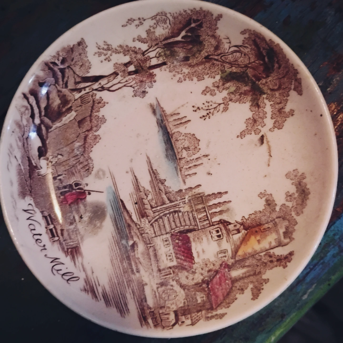 Vintage Water Mill decorative plate