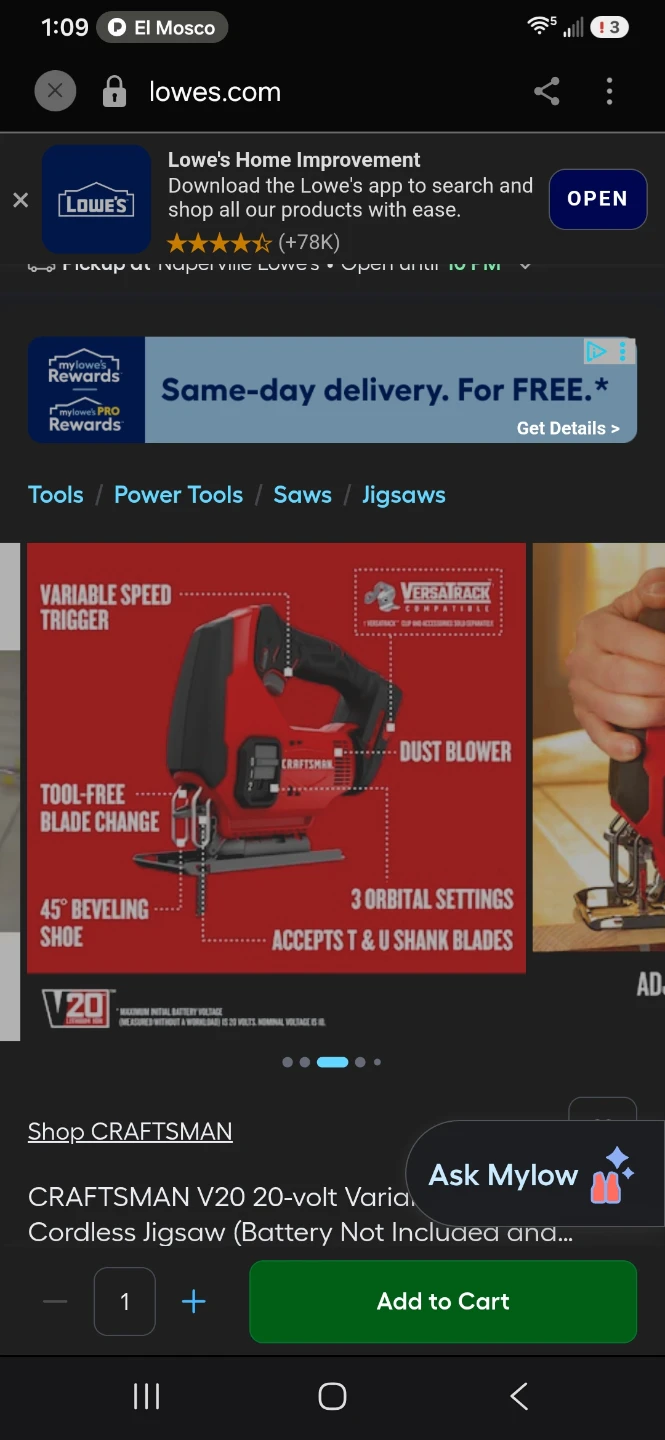 CRAFTSMAN V20 Cordless Jigsaw - photo 2