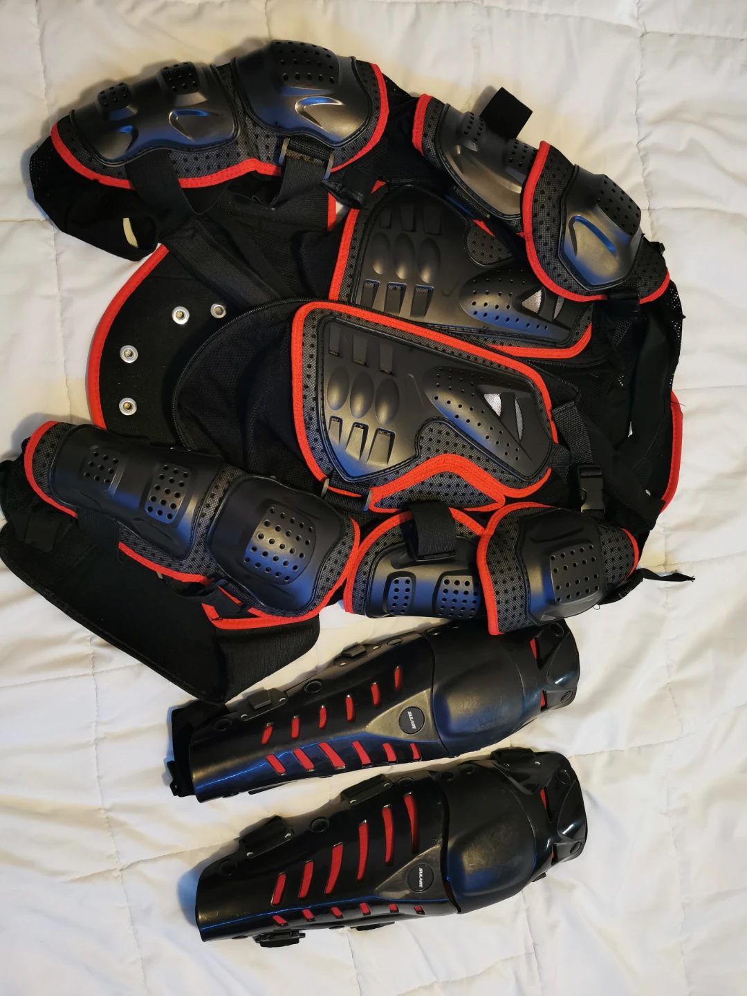 Motorcycle Body Armour Protective Jacket and Shin Guards