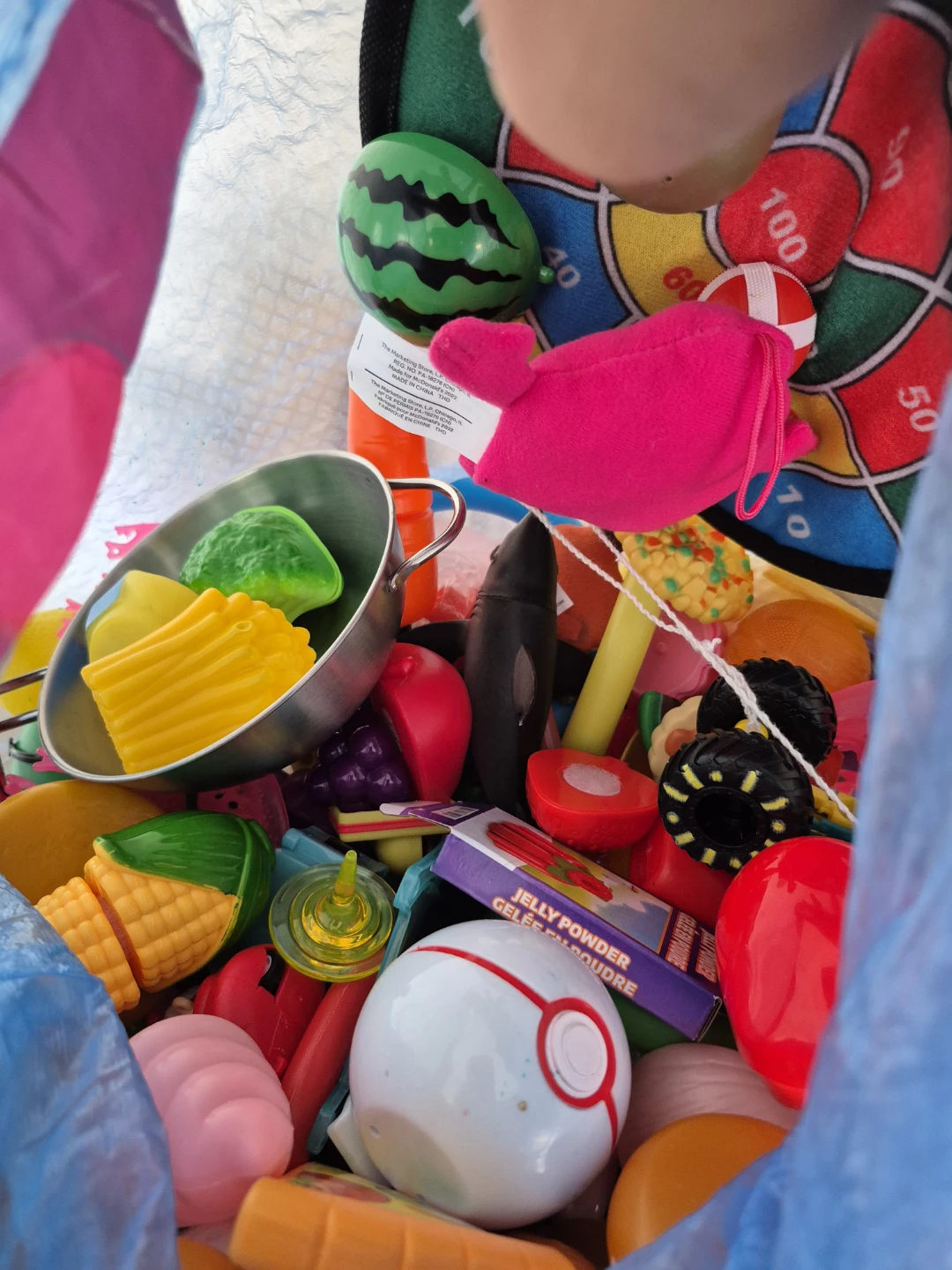 Assorted toys, fruit toys