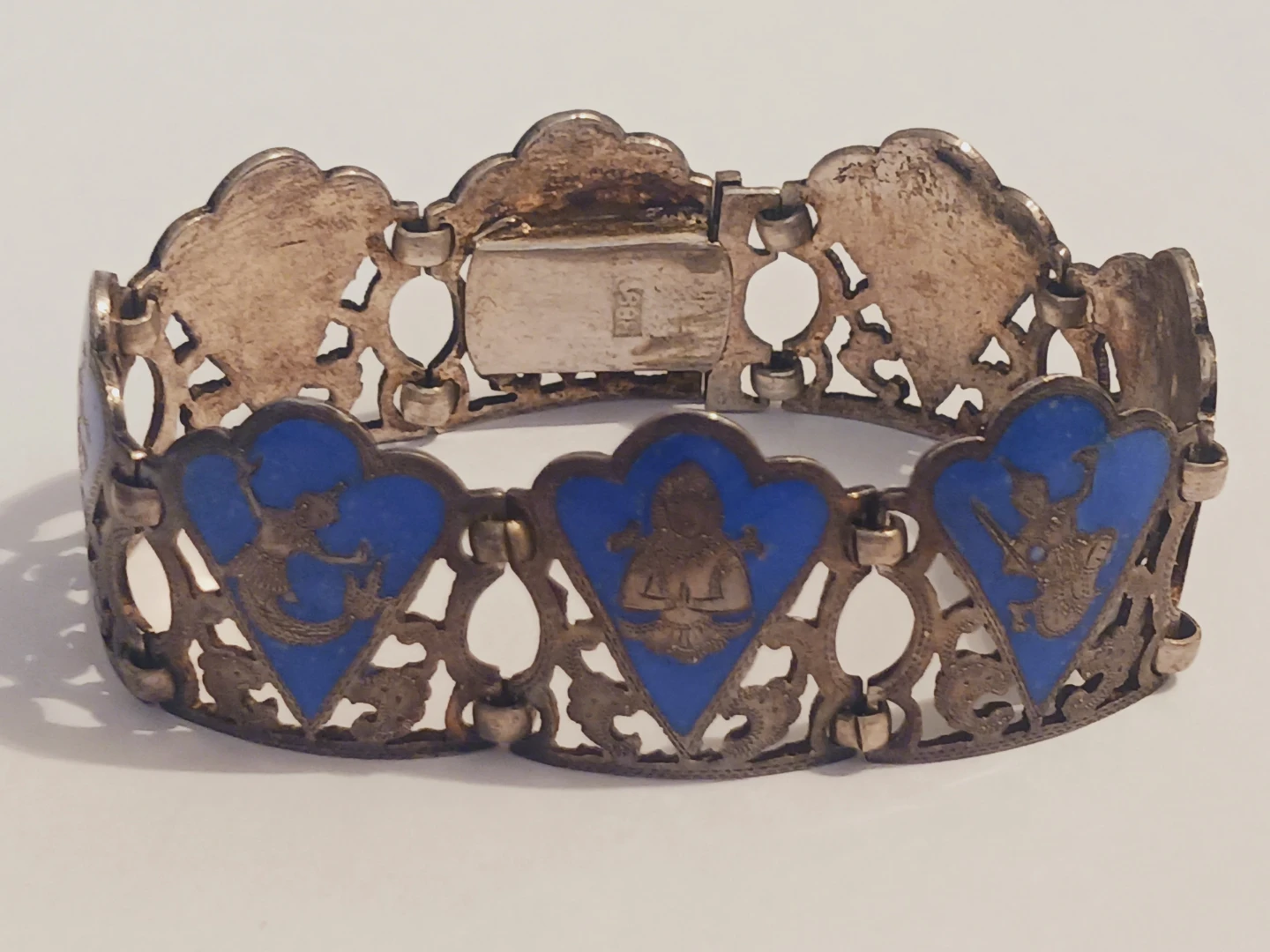 Siam Niello Sterling SilverThai Dancers Blue Enamel Bracelet - photo 2