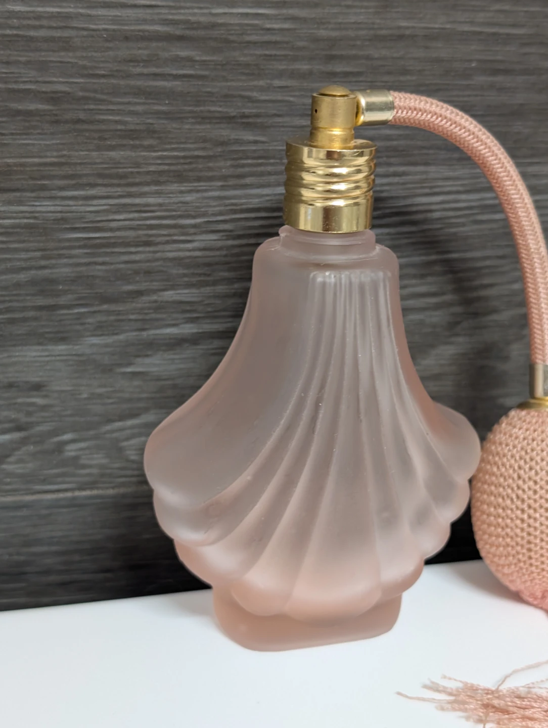 Vintage Frosted Pink Glass Perfume Atomizer - photo 4