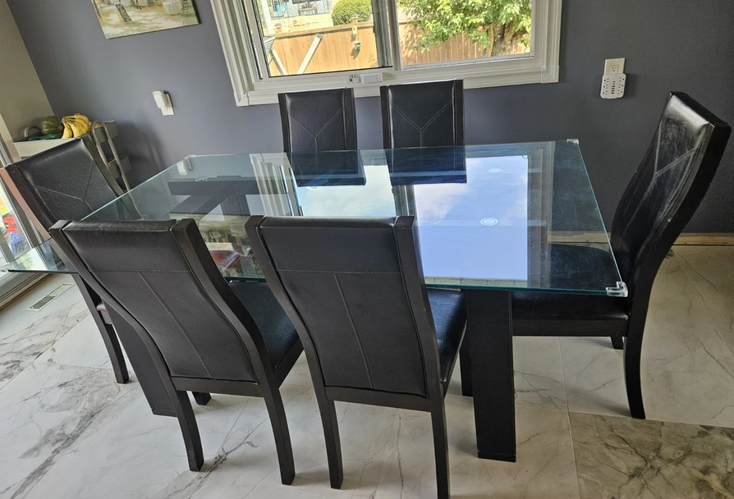 Glass Dining Table with 6 Chairs