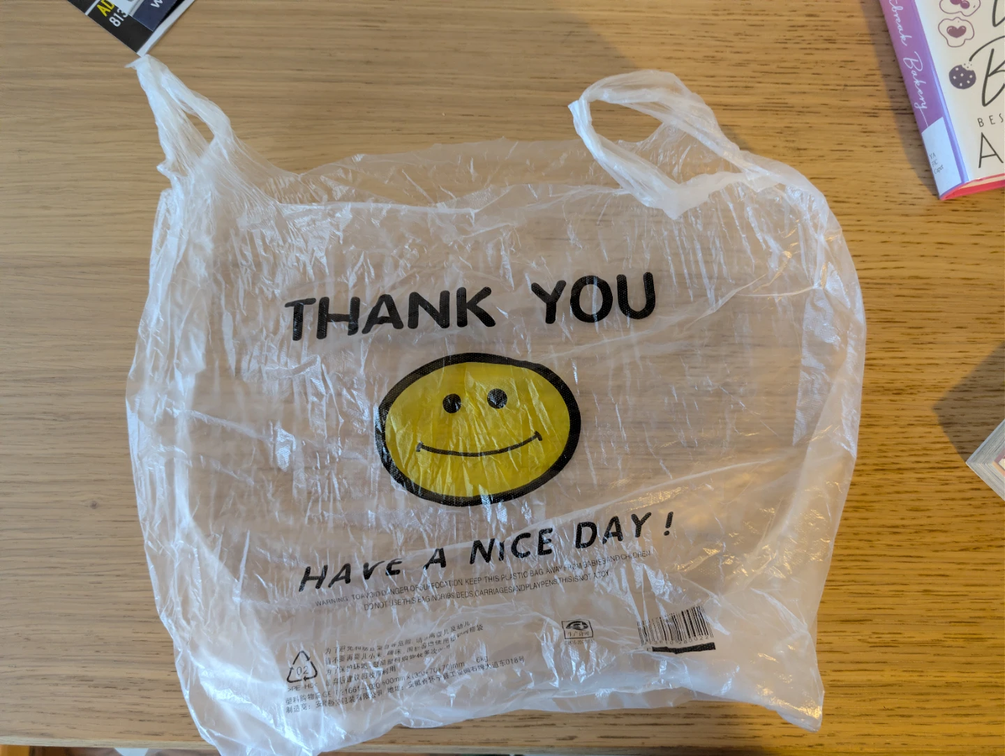 Thank You Smiley Face Plastic Carryout Bag
