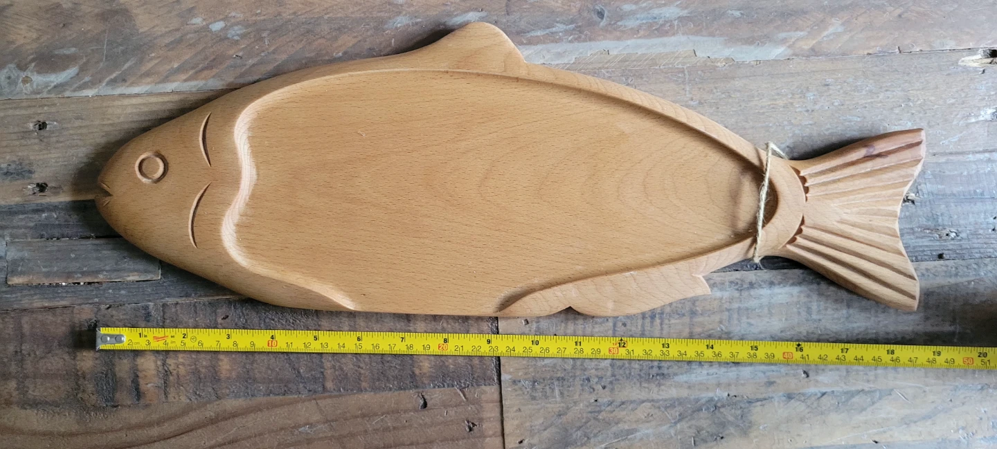 Handmade Wooden Fish Serving Platter