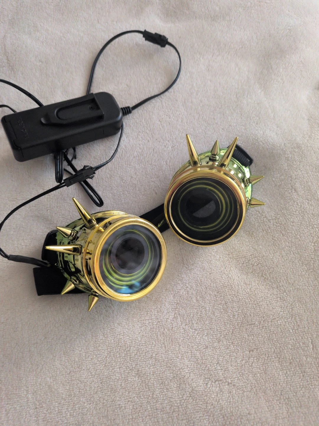 Gold Spiked Light-Up Goggles