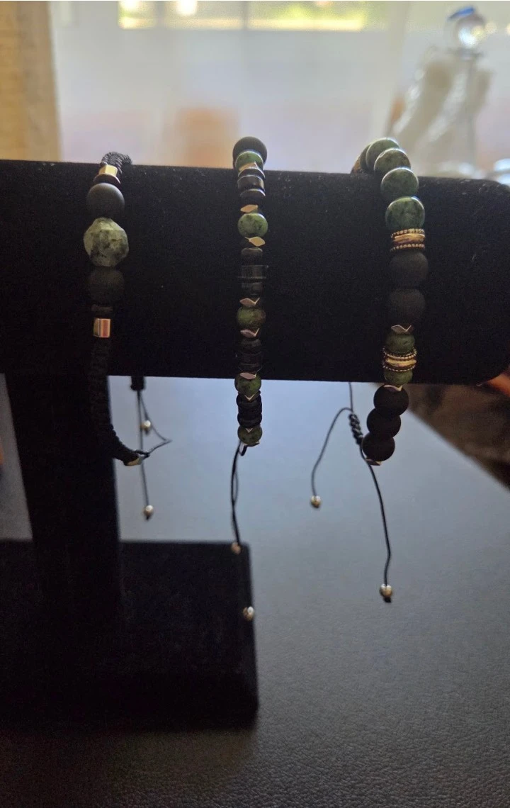 Men's Set of 3 Beaded Adjustable Bracelets