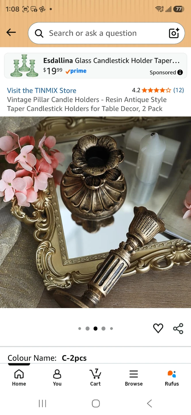 TINMIX Vintage Resin Candle Holders - Set of 2 - photo 2