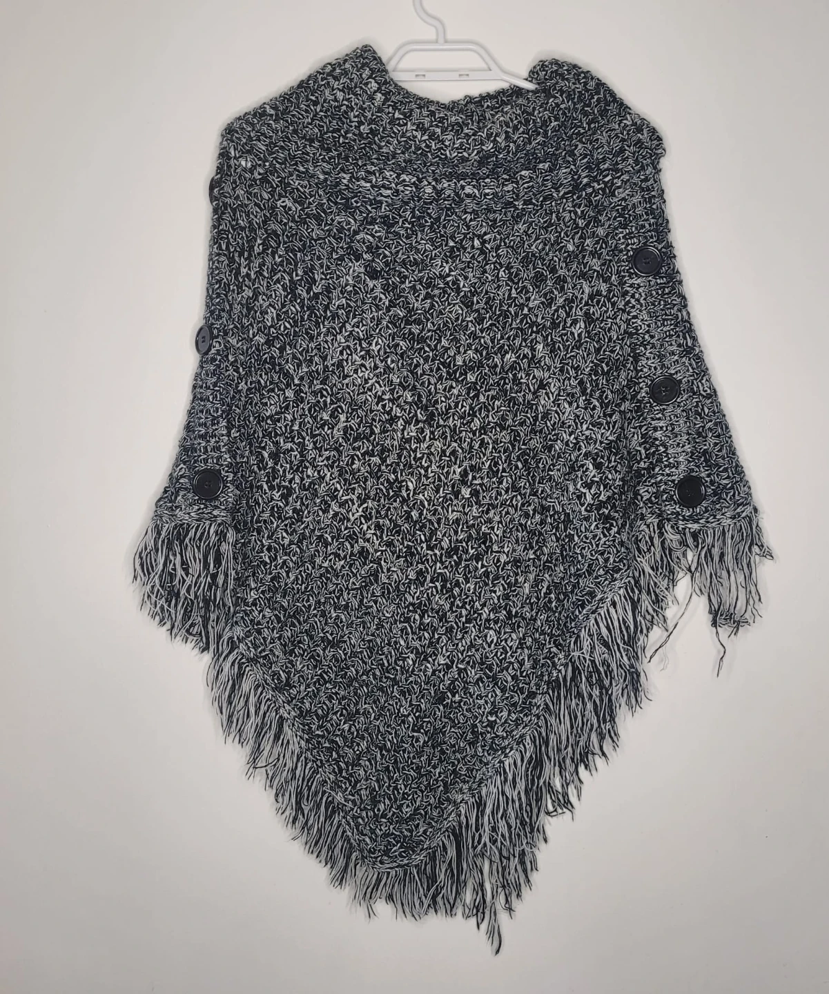 Black and White Knit Poncho - photo 2