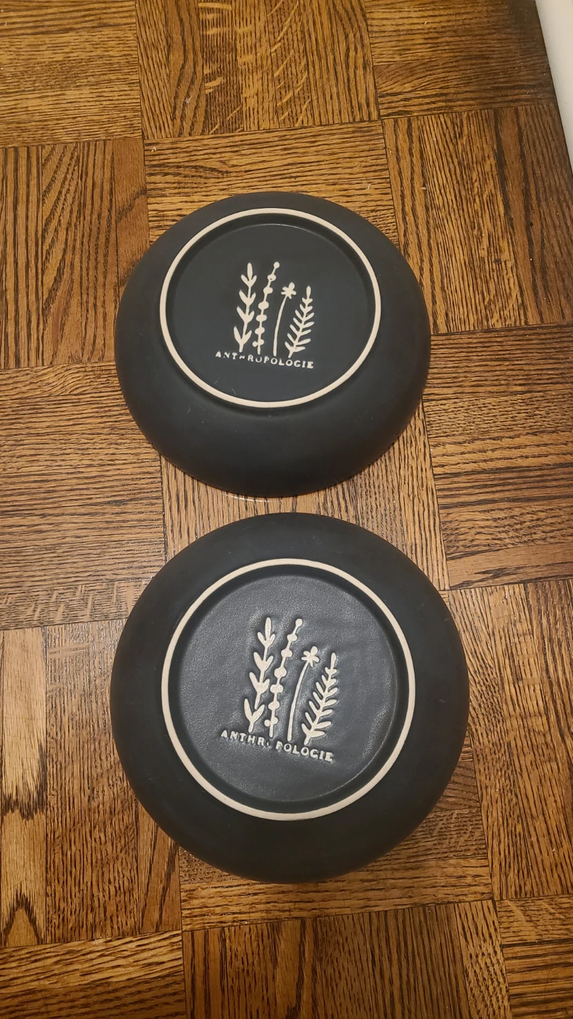 Anthropologie Black Bowls, Set of 2
