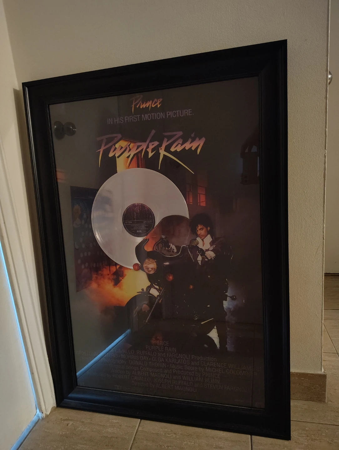 Framed Prince Purple Rain Poster with Vinyl