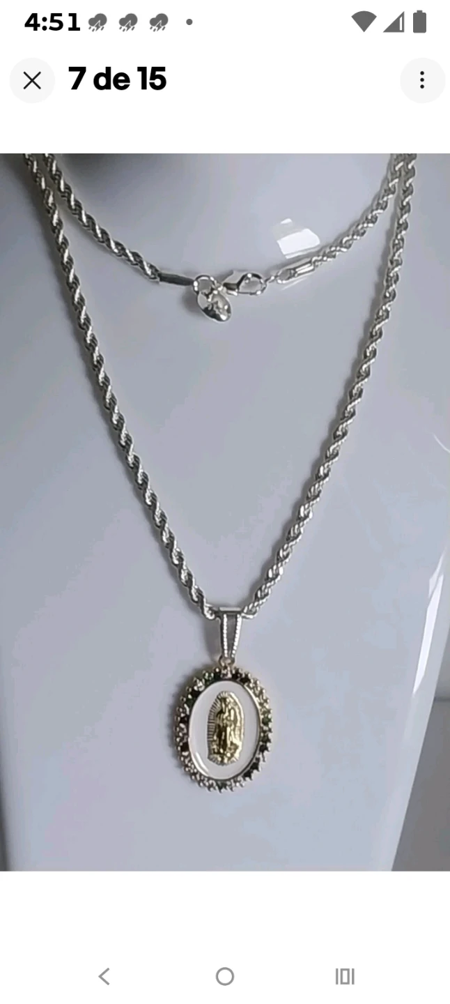 Collar chapado en plata con imagen de la virgen María. - photo 3