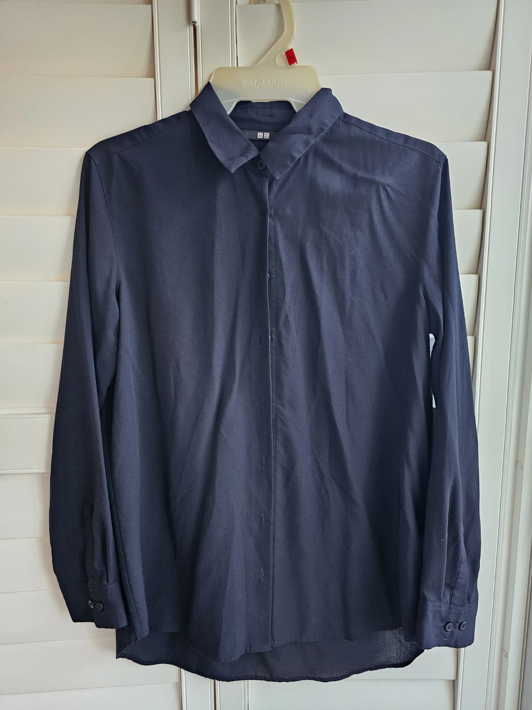 Uniqlo Navy Long Sleeve Button-Up Shirt