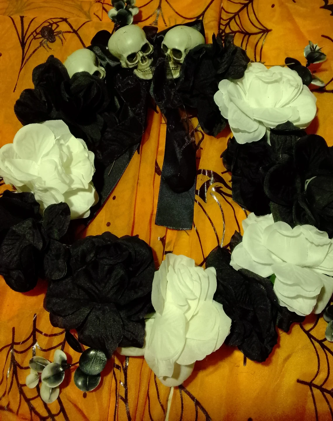 Halloween Floral Skull Wreath