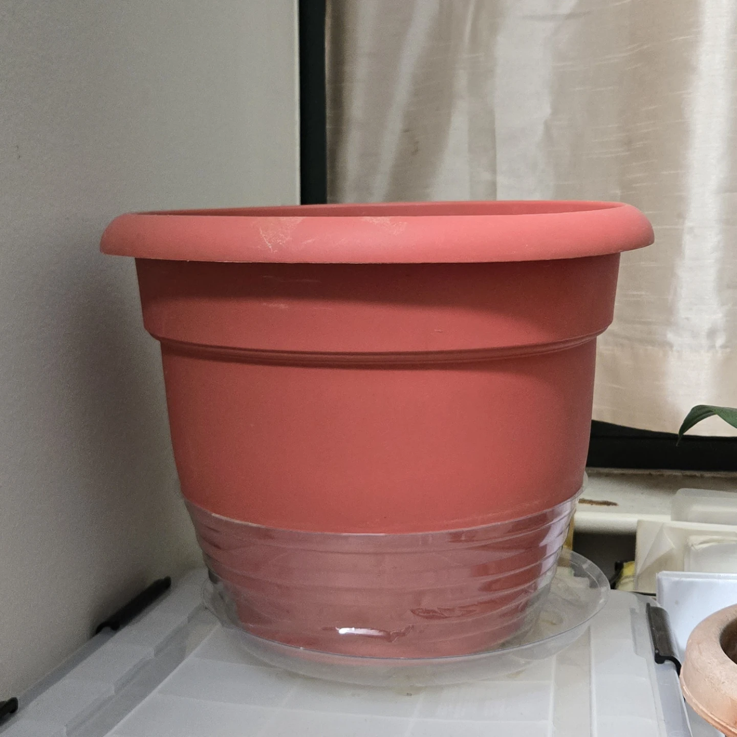 Large Terracotta Colored Plastic Plant Pot