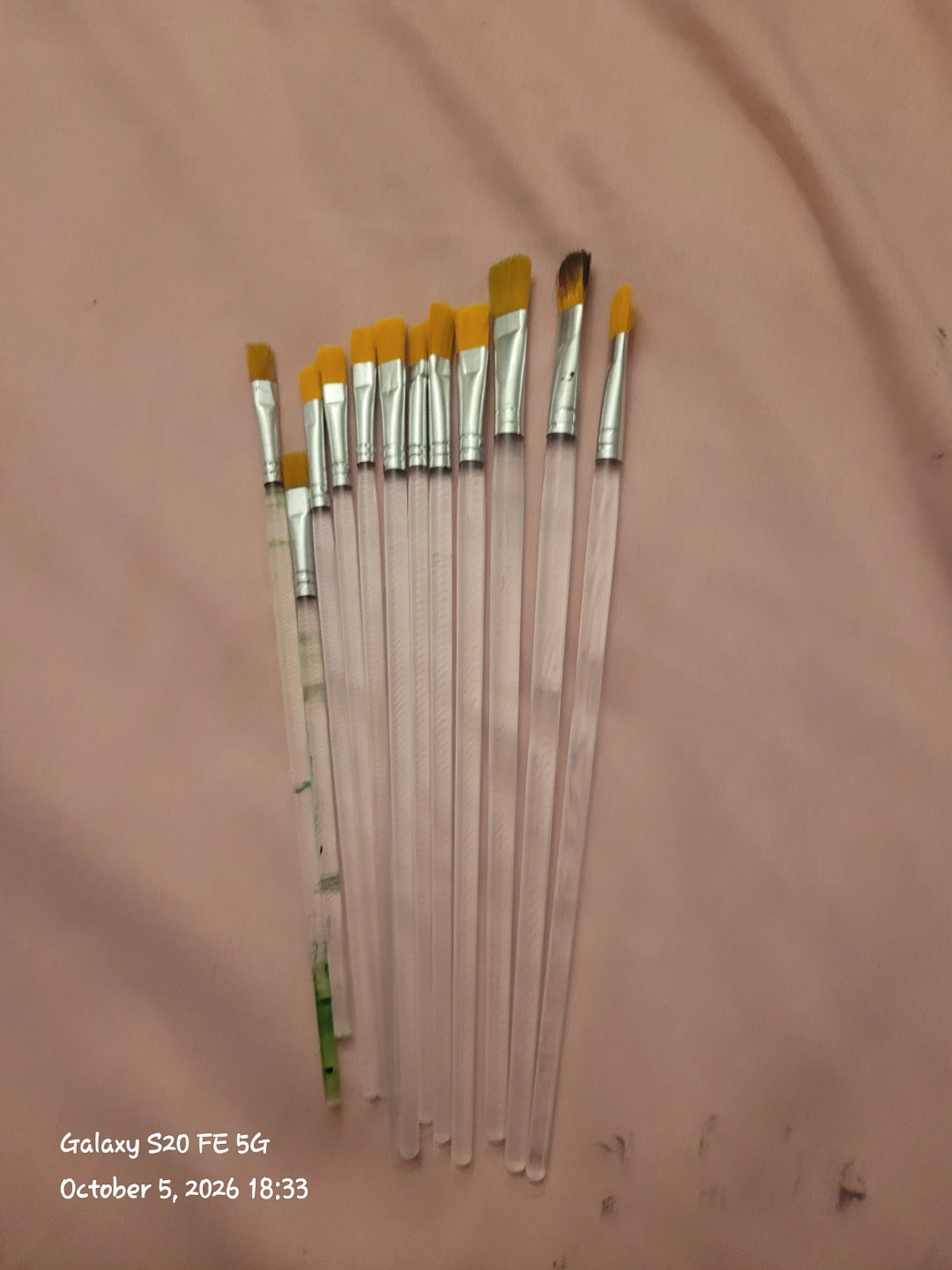 Set of 10 synthetic art paint brushes