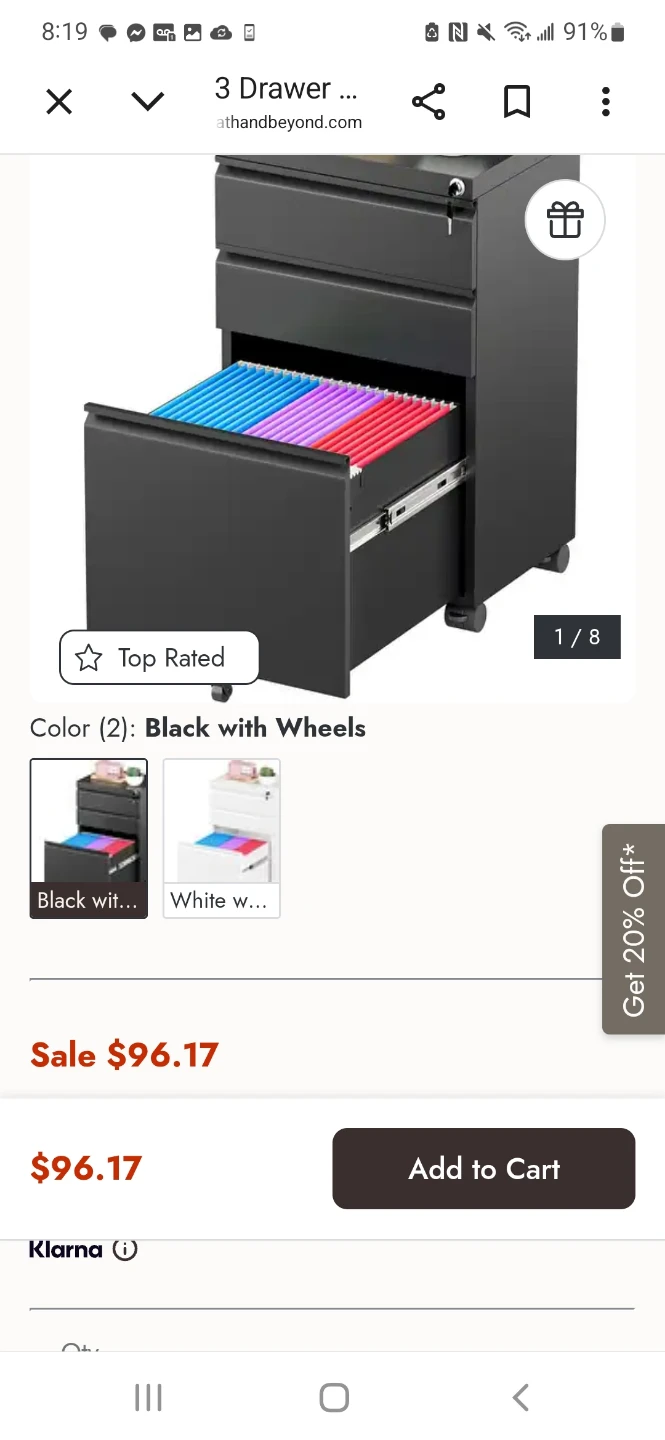 Mobile 3-Drawer Filing Cabinet with lock - photo 5