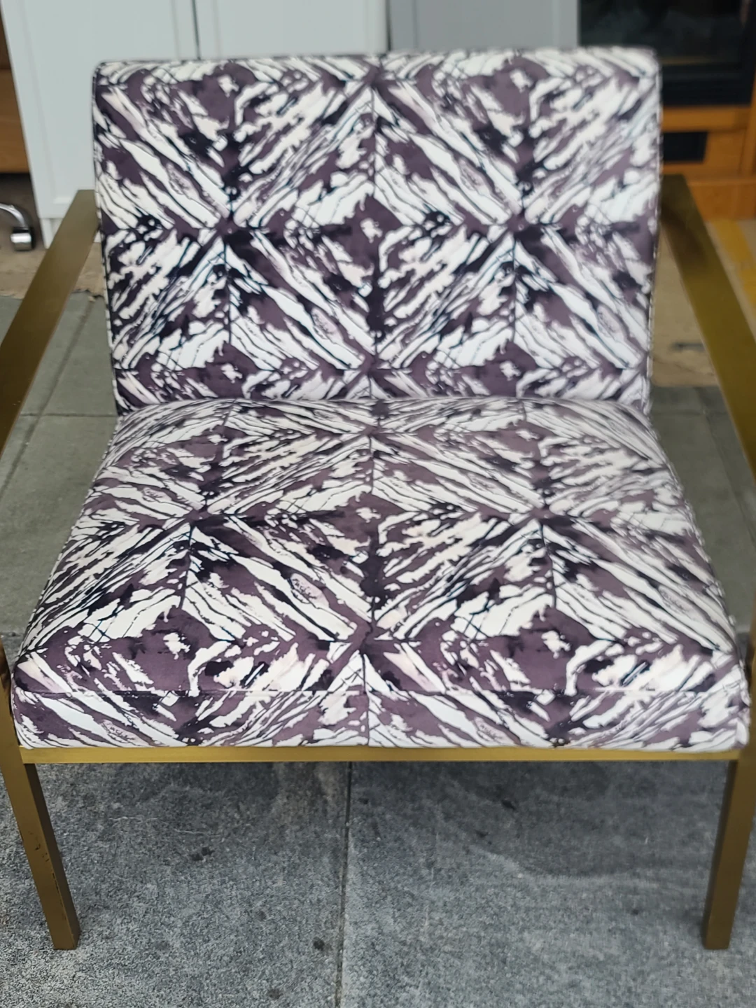 Modern Gold Frame Accent Chair with Patterned Fabric - photo 2