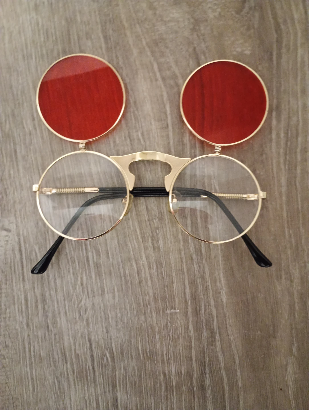 Steampunk Flip-Up Round Sunglasses